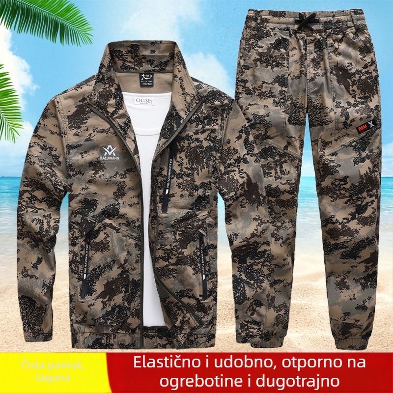 Muški ljetni pamukasti zaštitni radni kombinezon za zavarivanje — dugi rukavi, odvodi vlagu, pogodno za tvornicu