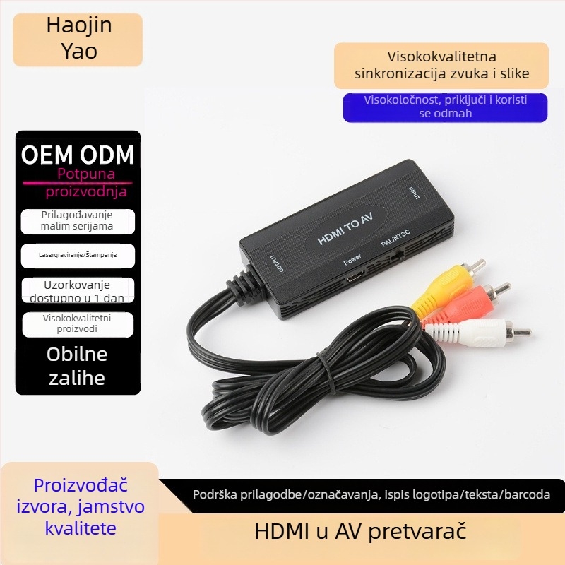 AV na HDMI pretvarač za stare set-top kutije, HDMI video adapter sa sinkronizacijom zvuka i slike, 1 m kabel