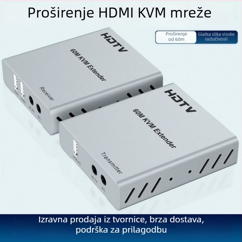 HDMI KVM extender 60 m, sinkronizacija tipkovnice i miša, rezolucija 1080P, model JW-H060