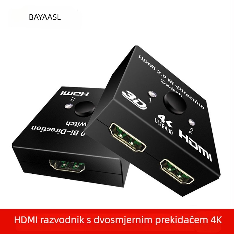 HDMI dvostrano-usmjeren prekidač, 4K, 2 ulaza 1 izlaz, za računalo