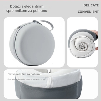 Yinwei kapuljačasti U-oblikovani jastuk za vrat s memorijskom pjenom, za putovanja, tkanina Ice Silk najlona, moderni minimalistički stil