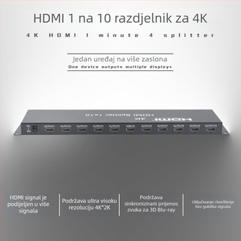HDMI 1x10 razdjelnik, 4K rezolucija, daljinsko buđenje, upravljanje napajanjem, OEM kompatibilan