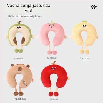 Animirani U-oblikovani jastuk za vrat s PP vlaknom, serija Voće, prijenosni jastuk za ured i putovanja