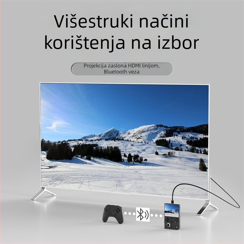 Rocker igraća konzola s HDMI priključkom na TV, Wi‑Fi online multiplayer, 8GB memorije, Linux 64‑bit OS, MP4 video player