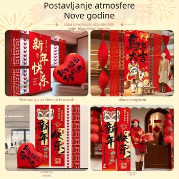Vješeno platno za dekoraciju prostora - Godina konja, kineski stil, svečana atmosfera, materijal: tkanina