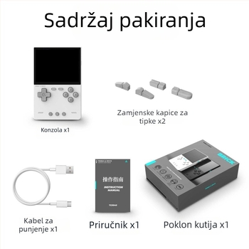 Prijenosna konzola za igre s nostalgičnim arcade dizajnom u PSP stilu (8 GB ugrađene memorije, Linux operativni sustav, USB sučelje, 3,5 mm izlaz za slušalice, podrška RPG igara)
