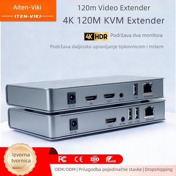 KVM extender 120 m HDMI 4K pošiljatelj i prijemnik za video signal (kompatibilan s Windowsom)