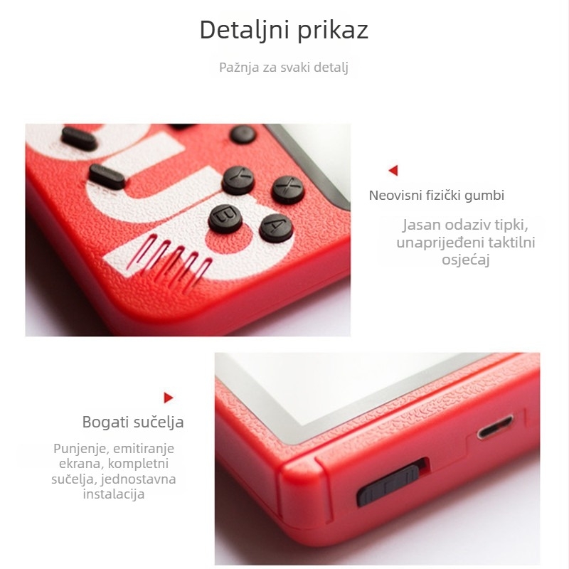 Ručna retro gaming konzola 400 u 1, 2-igrača lokalni multiplayer, 1 GB memorije, USB sučelje, izlaz na TV, nostalgičan dizajn