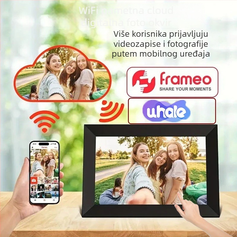 Pametni oblak digitalni okvir za fotografije, rezolucija 1280×800, 32GB pohrane, TF kartica podrška, dodirni zaslon i kontrola putem aplikacije