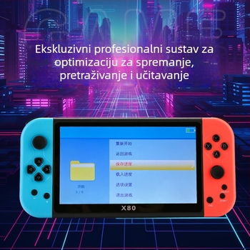 X80 ručna retro igraća konzola s RPG podrškom, originalni softver, 16 GB memorije, USB sučelje, 3,5 mm audio/video priključak