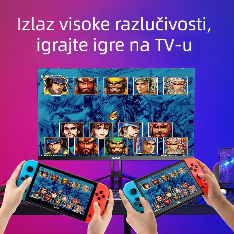X80 ručna retro igraća konzola s RPG podrškom, originalni softver, 16 GB memorije, USB sučelje, 3,5 mm audio/video priključak