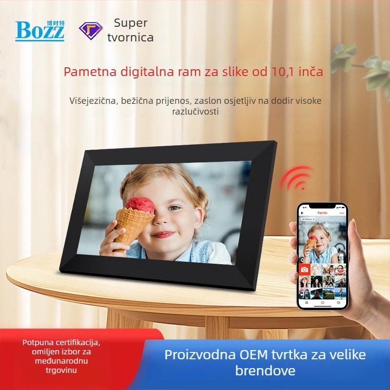 Android-baziran digitalni okvir za fotografije, 10,1 inča, 1280x800, 16 GB, SD/USB podrška