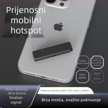 Prijenosni WiFi dongle, 150 Mbps, 2,4 GHz, 802.11n, Type-C povezivanje, podrška Android aplikacije, za poslovna putovanja