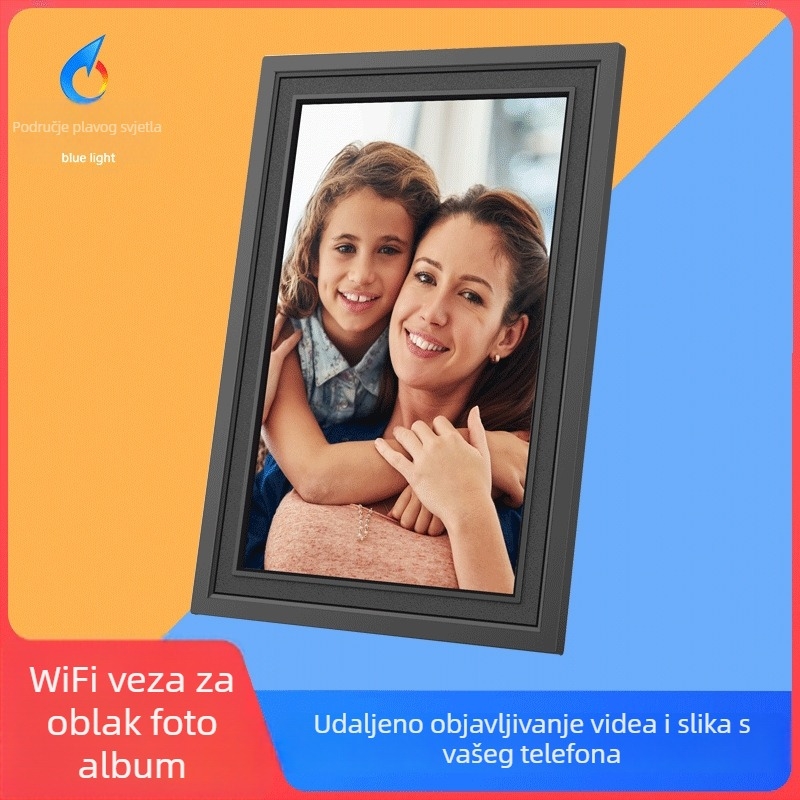 Digitalni okvir za fotografije s WiFi-jem i prijenosom fotografija/video s telefona, zaslon 1280x800, 16GB pohrane, podrška SD/TF kartica, dodirni zaslon, reprodukcija glazbe i videa
