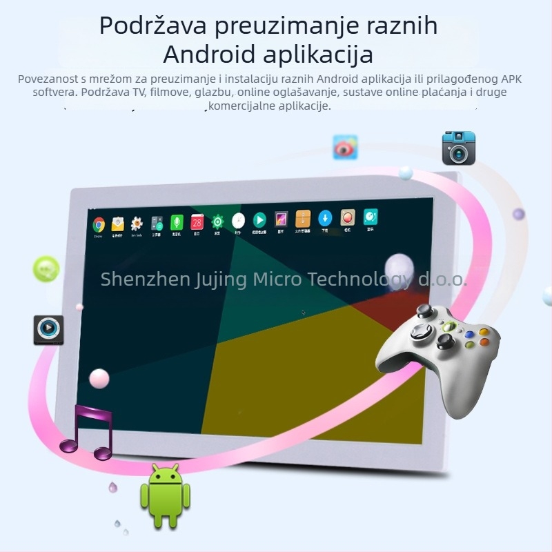 Digitalna foto okvir s dodirnim Androidom, Wi-Fi, 1280x800, 8GB, podržava glazbu i video