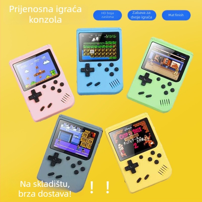 500-in-1 prijenosna retro konzola u stilu makaron s TV povezivanjem — 8-bitni OS, 1GB RAM, USB sučelje, AV izlaz