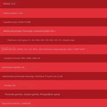 X12Plus dvostruki joystick ručna konzola, 7-inčni HD zaslon, PSP-stil prijenosna arkadna konzola s 16 GB memorije