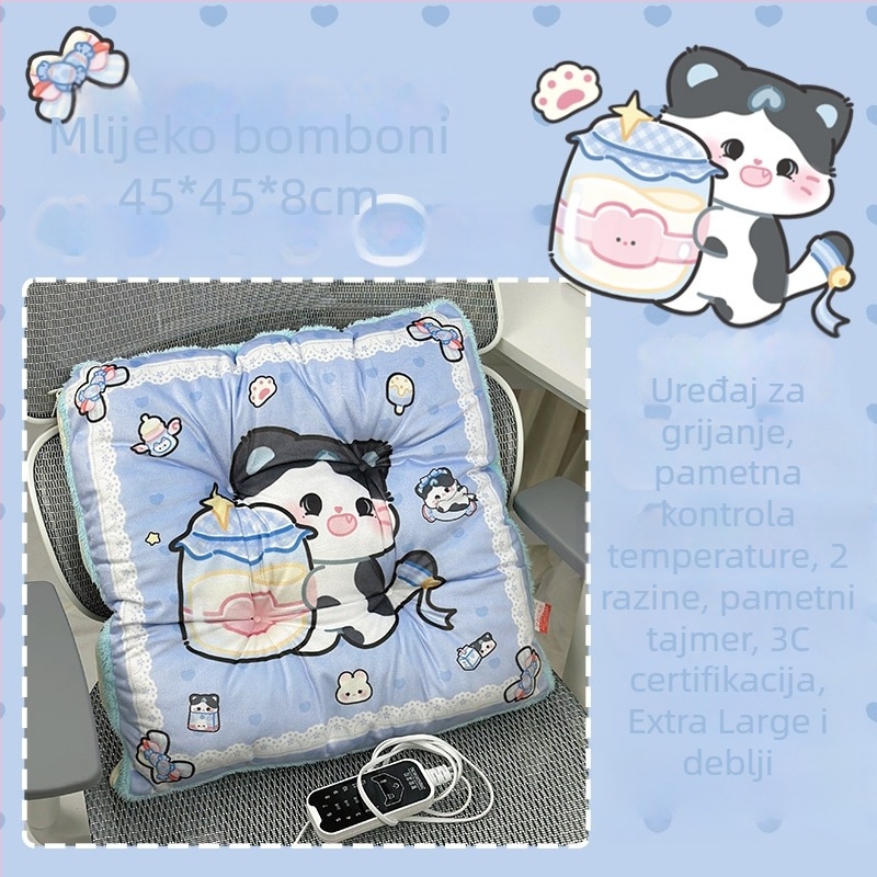 Električno grijana jastučnica za sjedenje s integriranim naslonom za leđa, USB napajanje, prirodna koža, unisex