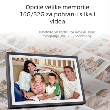 Frameo digitalni okvir s Wi‑Fi, IPS dodirni zaslon, 1280x800 rezolucija, 16GB/32GB skladište, podrška microSD kartici