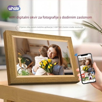 Uhale drveni WiFi digitalni okvir za fotografije s cloudom i elektronički fotoalbum s dodirnim zaslonom i senzorom gravitacije