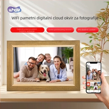 Uhale drveni WiFi digitalni okvir za fotografije s cloudom i elektronički fotoalbum s dodirnim zaslonom i senzorom gravitacije