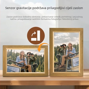 Uhale drveni WiFi digitalni okvir za fotografije s cloudom i elektronički fotoalbum s dodirnim zaslonom i senzorom gravitacije