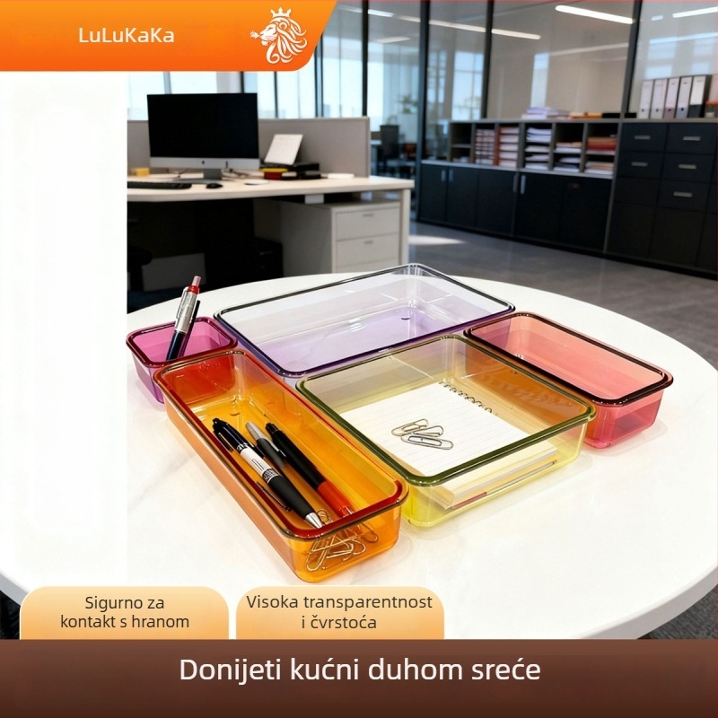 Stolna kutija za kancelarijske potrepštine, PC materijal, može se slagati, kapacitet 4,8 L, različiti modeli, bez poklopca