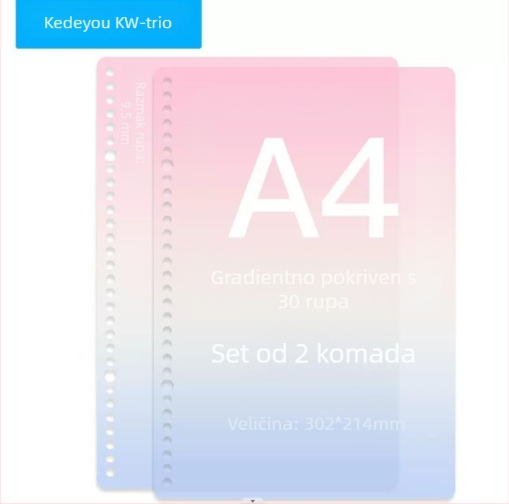 Gradientni PP omot za bilježnice s labavim listovima, uklonjivi DIY, vodootporan, mat završni sloj, kompatibilnost rupa 30/26/20