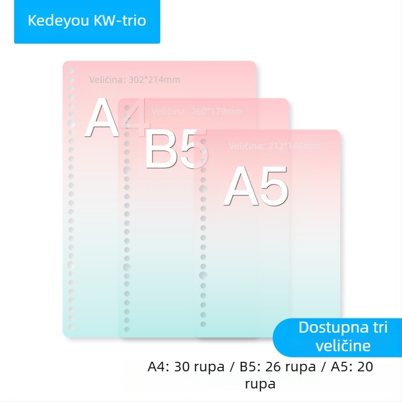 Gradientni PP omot za bilježnice s labavim listovima, uklonjivi DIY, vodootporan, mat završni sloj, kompatibilnost rupa 30/26/20