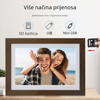 Frameo App digitalni okvir za fotografije, 1280x800 rezolucija, 32GB pohrane, podrška SD/USB/MMC, reprodukcija videa