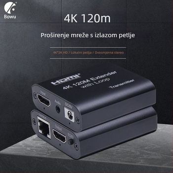 HDMI extender preko RJ45, 4K, 120 m, s loop-out izlazom zvuka i sinkronizacijom zvuka i videa, model BW-4KHE120L