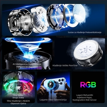 MEMO CX15 mobitel hlađenje s magnetskim stražnjim klipom, AI poluvodičko hlađenje — 5V/3A, Type-C, ABS+metal, 82.5 g