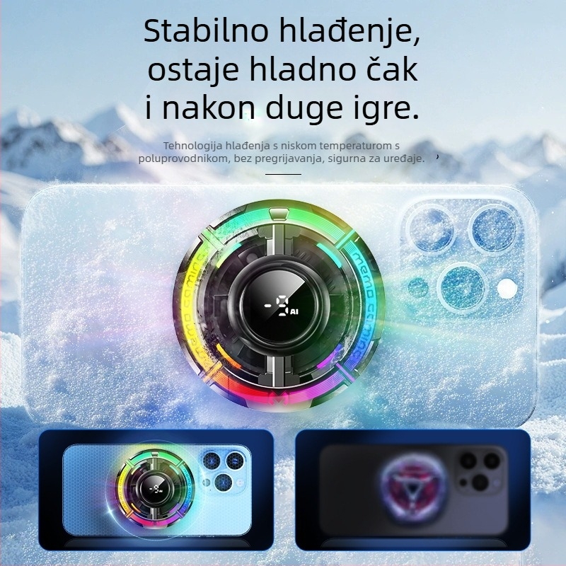 MEMO CX15 mobitel hlađenje s magnetskim stražnjim klipom, AI poluvodičko hlađenje — 5V/3A, Type-C, ABS+metal, 82.5 g