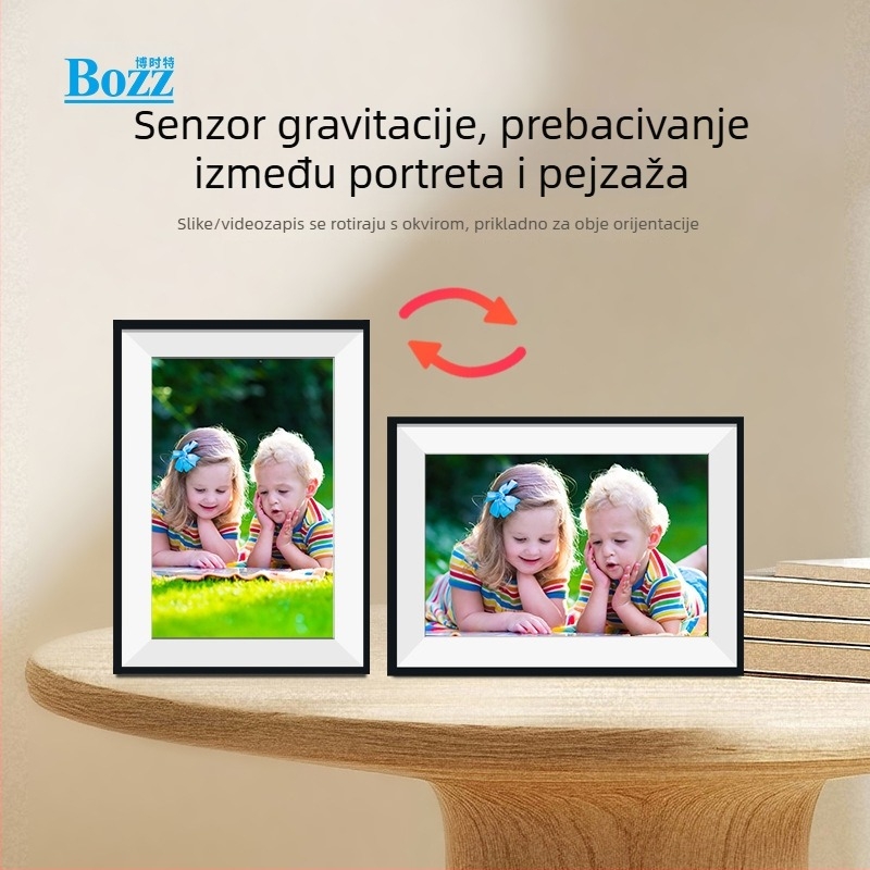 WiFi digitalni okvir za fotografije s dodirnim zaslonom, rezolucija 1280x800, 16GB skladišta, podrška SD/TF kartica, JPEG/PNG/JPG formati