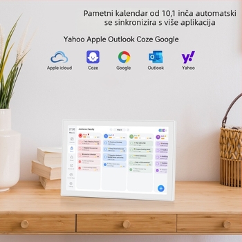 Pametan elektronički kalendar s okvirom za fotografije u oblaku za obiteljsko planiranje i upravljanje itinerarima; rezolucija 1280x800; podrška TF kartici; 32 GB skladišta; reprodukcija videa