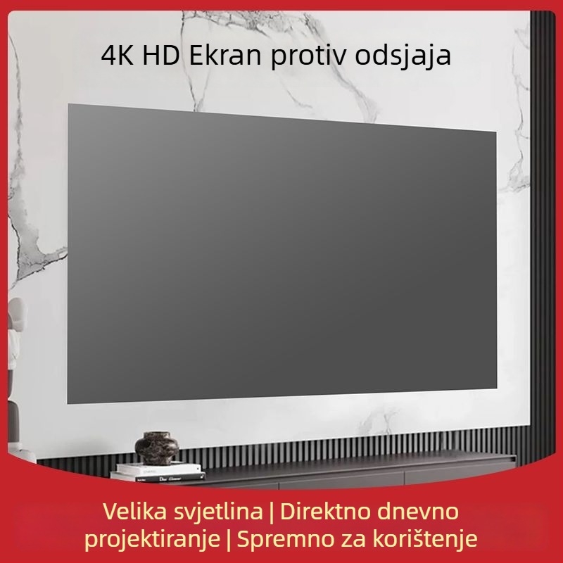 Sklopiva 4K projekcijska platna s anti-refleksijom za dnevnu projekciju u kući, bez bušenja, jednostavna montaža