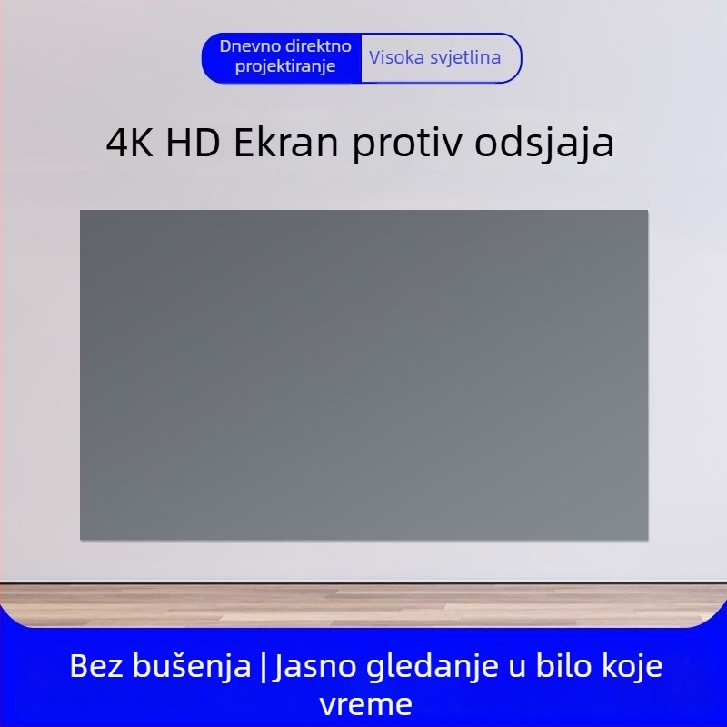 Sklopiva 4K projekcijska platna s anti-refleksijom za dnevnu projekciju u kući, bez bušenja, jednostavna montaža