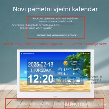 WiFi digitalni sat s vječnim kalendarom, vremenskom prognozom, temperaturom i vlagom; 1024×600 rezolucija; podrška SD kartici i USB flash pogonu za kućnu stolnu upotrebu