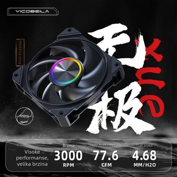 CPU hladnjak s ventilatorom — ABS, dvostruko kuglični ležaj, 1800 rpm, 26.28 dB
