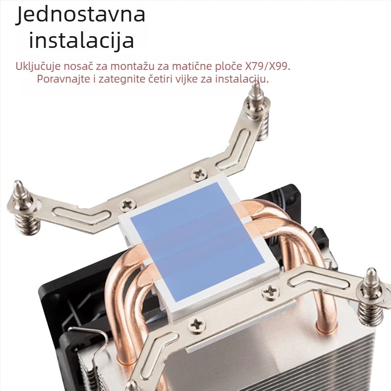 CPU hladnjak modela x4 s 4 toplinskih cijevi, bakar-aluminijska konstrukcija, 1800 RPM, buka 35 dBA