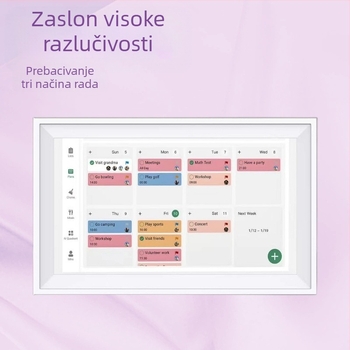 Pametni Wi‑Fi stolni kalendar za obiteljsku organizaciju s alarmom i podsjetnicima — Aiyi Digital RC156YD, rezolucija 1920x1080