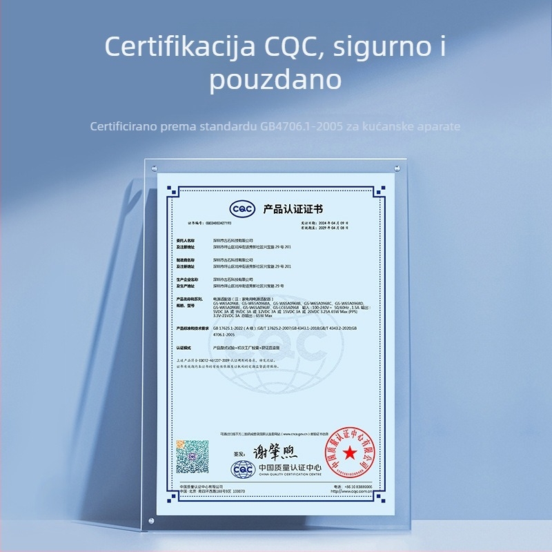 USB-C PD65W punjač s jednim portom, izlaz 20V/3.25A, ulaz 100-240V