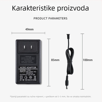 Stenski adapter za napajanje 15V 3A za digitalne foto-okvire, direktno punjenje, ulaz 100–240V