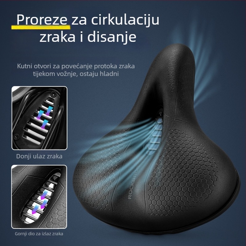 ROCKBROS Sjedalo za bicikl 8730-3 – udobno sjedalo za brdske bicikle, pjena memorije visoke elastičnosti, vodootporno PU, ojačani ovjes za ublažavanje, dvostrani amortizeri