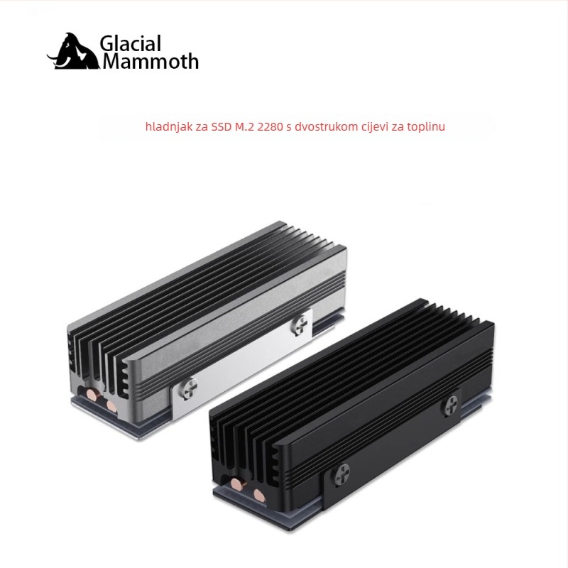 Hlađenje memorije za M.2 NVMe SSD, bakar i aluminij, 2 toplovodne cijevi, GM-2280, Mammoth