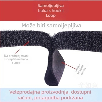 Traka s kukom i petljom (isto površina) – Najlon, samoljepljiva veza za odjeću, kućne tekstile i industrijsku upotrebu – Black Ma