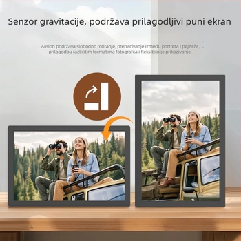 WiFi digitalni okvir za fotografije s dodirnim zaslonom i senzorom gravitacije, rezolucija 1280x800, 32 GB memorije, podrška TF kartici, reprodukcija videa