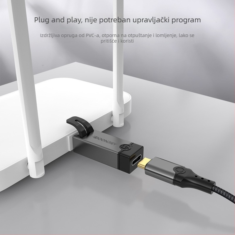 Type-C na RJ45 Gigabit Ethernet adapter, aluminijska legura, Plug-and-Play, 0,1 m kabel, za tablete i telefone