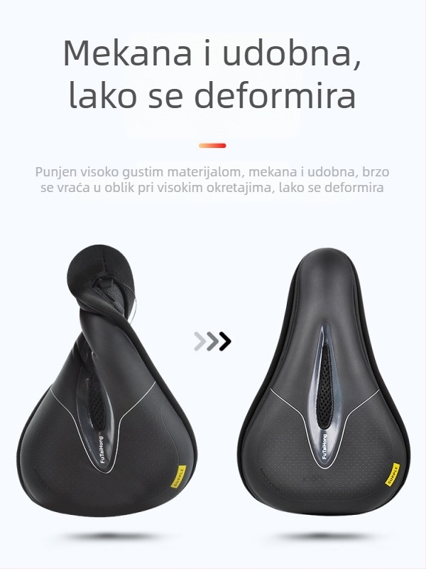 Fu Taihong navlaka za sjedalo bicikla, model ZDT12, PU materijal, visokoelastična pjena, prozračni dizajn, pričvršćivanje gumbom