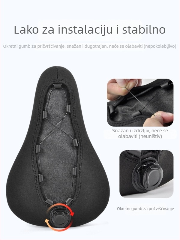 Fu Taihong navlaka za sjedalo bicikla, model ZDT12, PU materijal, visokoelastična pjena, prozračni dizajn, pričvršćivanje gumbom